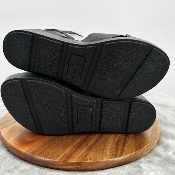 Eileen Fisher Shoes Womens Size 7 Platform Sandal Wedge Buckle Strap Leather - Picture 8 of 11